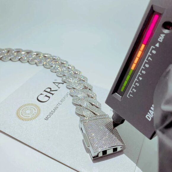 Moissanite Cuban Chain Bracelet Hip Hop Jewelry 24mm 925 Silver - Picture 2 of 2